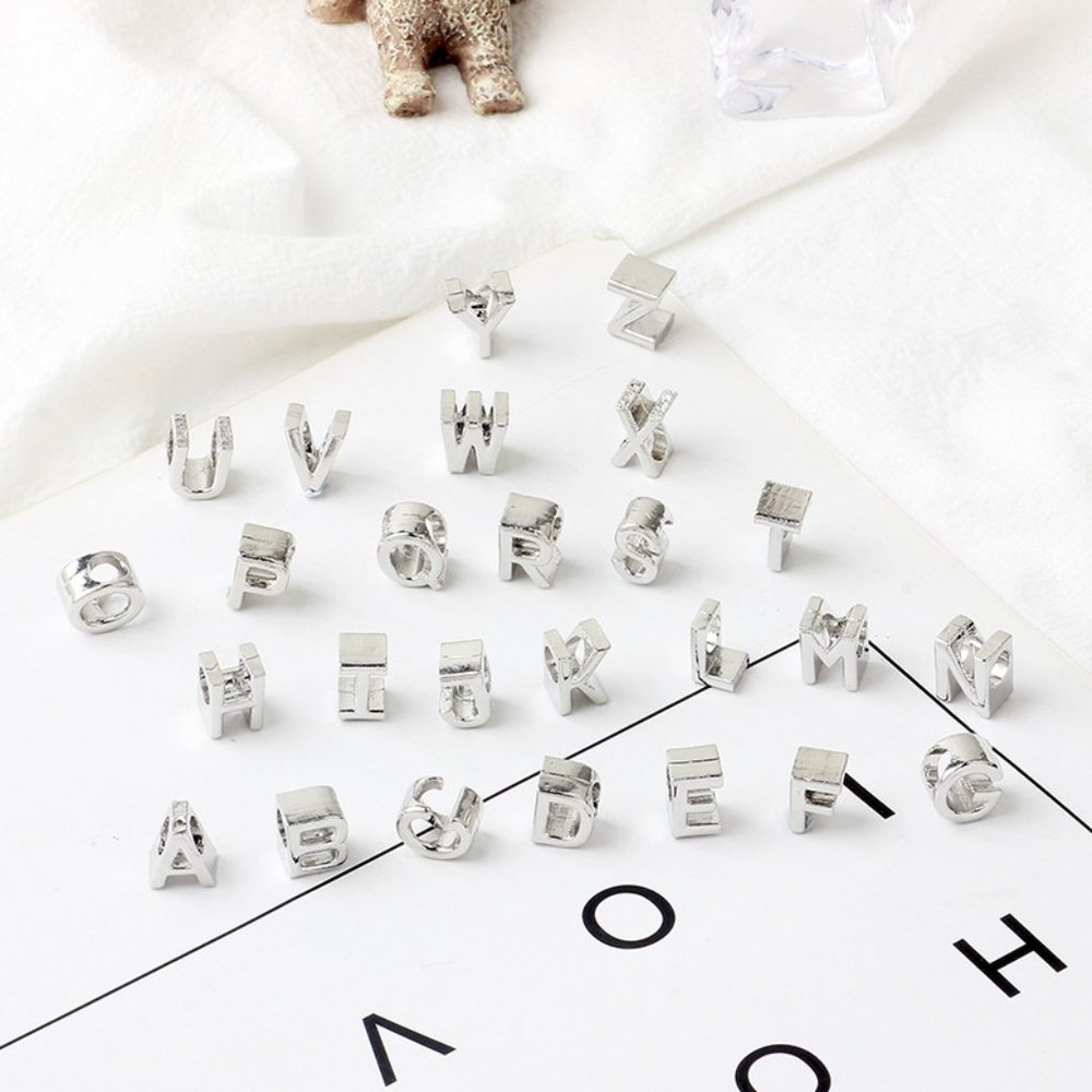 Alphabet Letters Simple Style fit Pandora Charm Bead Bracelet Cute Fashion